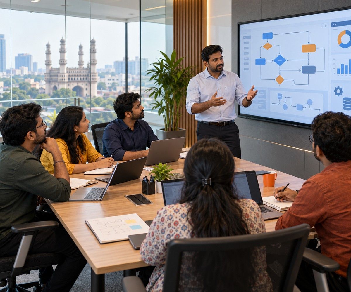 Corporate Pega training session for an IT team in a Hyderabad office